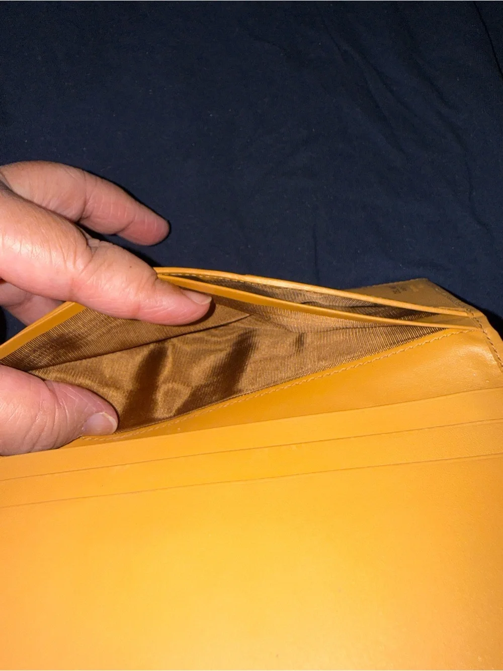 Celine Brown Monogram Trifold Wallet with Tan Trim